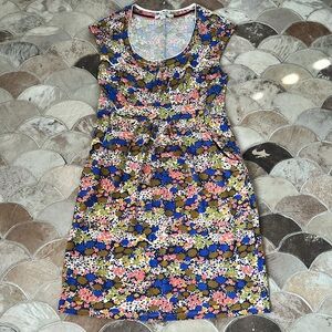 Boden Floral Knit Cap Sleeve Dress Size 8